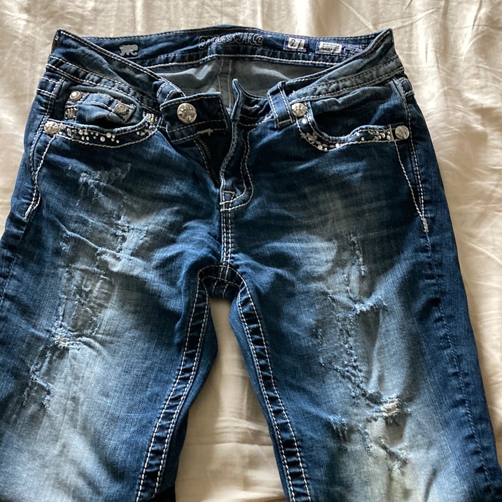 Miss me size 27 standard ankle skinny distress jeans